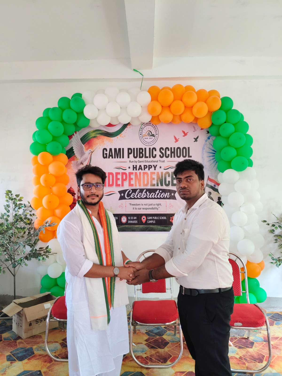 Students and teachers at GAMI Public School