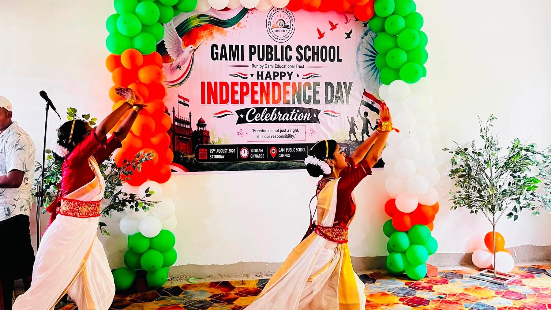 Students performing at GAMI Public School Independence Day celebration